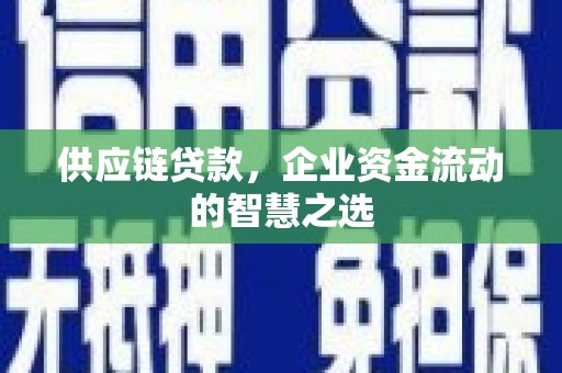 张北供应链贷款，企业资金流动的智慧之选