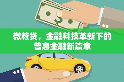 张北微粒贷，金融科技革新下的普惠金融新篇章