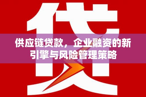 张北供应链贷款，企业融资的新引擎与风险管理策略