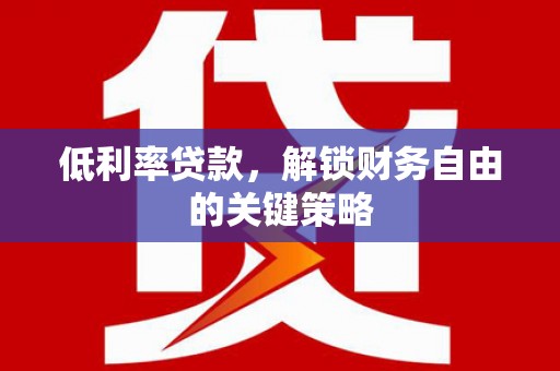 张北低利率贷款，解锁财务自由的关键策略