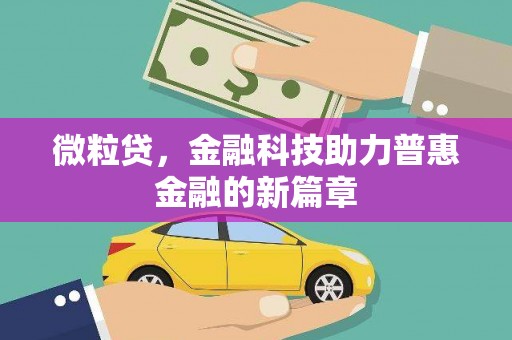 张北微粒贷，金融科技助力普惠金融的新篇章