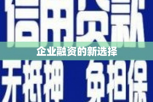 张北企业融资的新选择